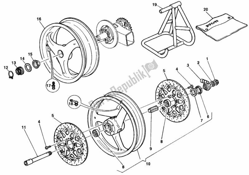 Alle onderdelen voor de Wielen van de Ducati Superbike 916 Senna 1998